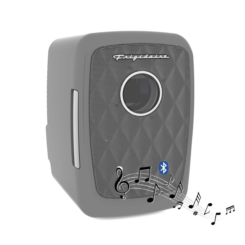 Frigidaire, 6 Can/4 Liter Mini Personal Fridge Cooler, With Bluetooth Speaker, Pewter