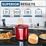 Culinary Chef Bread Maker, 15 Program, Red Stainless Steel