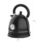 Culinary Chef, Cordless Retro Kettle With Thermometer, Black