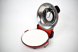 Culinary Chef, High Temperature Indoor Pizza Maker- Built In Thermostat& Pizza Stone, Red