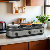Culinary Chef, 3 x 2.5 Qt. Triple Slow Cooker, Stainless Steel