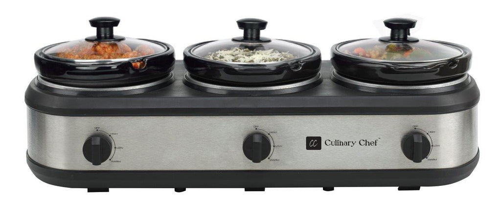 Culinary Chef, 3 x 2.5 Qt. Triple Slow Cooker, Stainless Steel