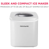 Frigidaire, 26 Lbs. Countertop Ice Maker, Bullet Shaped Ice, White