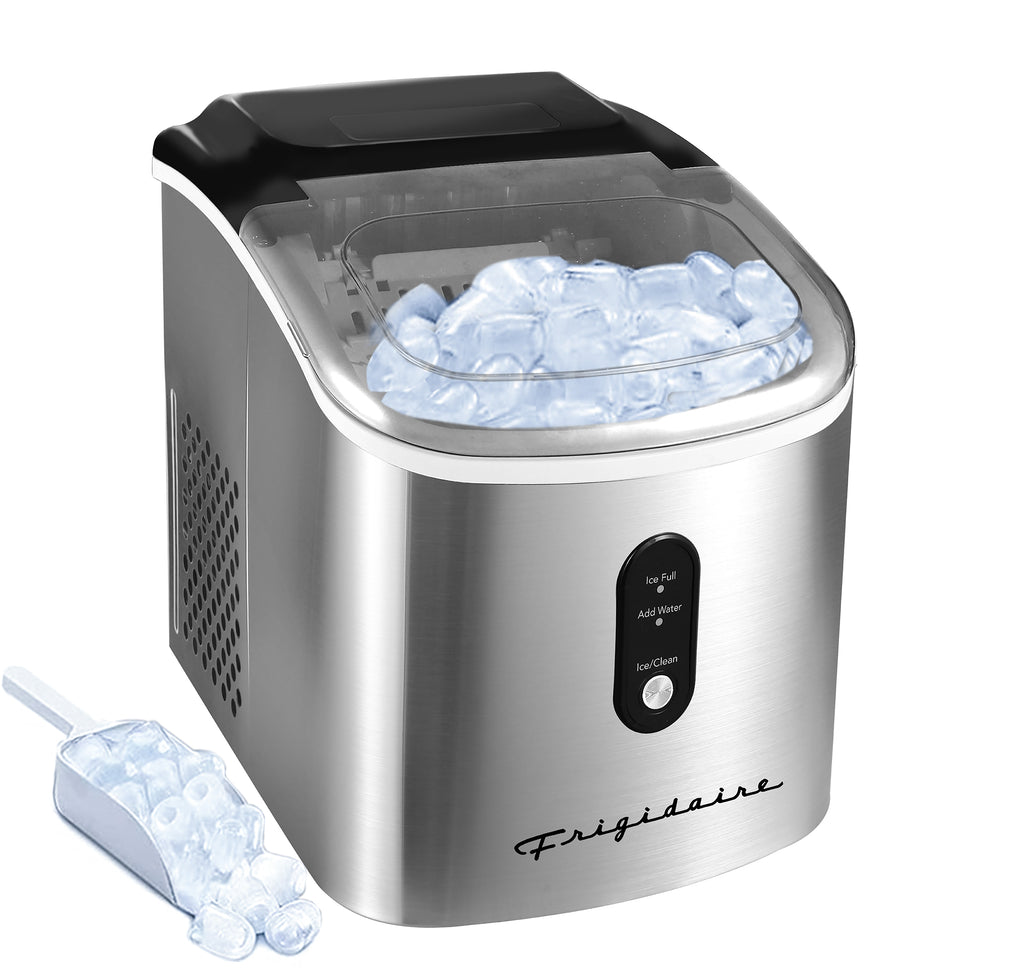 Frigidaire, 26 Lbs. Retro Countertop Ice Maker, With Self Cleaning Function, Bullet Shaped Ice, Stainless Steel