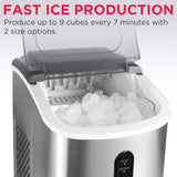 Frigidaire, 26 Lbs. Retro Countertop Ice Maker, With Self Cleaning Function, Bullet Shaped Ice, Stainless Steel