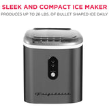 Frigidaire, 26 Lbs. Retro Countertop Ice Maker, With Self Cleaning Function, Bullet Shaped Ice, Black Stainless Steel