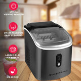 Frigidaire, 26 Lbs. Retro Countertop Ice Maker, With Self Cleaning Function, Bullet Shaped Ice, Black Stainless Steel