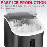 Frigidaire, 26 Lbs. Retro Countertop Ice Maker, With Self Cleaning Function, Bullet Shaped Ice, Black Stainless Steel