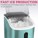 Frigidaire, 26 Lbs. Retro Countertop Ice Maker, With Self Cleaning Function, Bullet Shaped Ice, Blue Stainless Steel