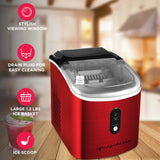Frigidaire, 26 Lbs. Retro Countertop Ice Maker, With Self Cleaning Function, Bullet Shaped Ice, Red Stainless Steel