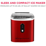 Frigidaire, 26 Lbs. Retro Countertop Ice Maker, With Self Cleaning Function, Bullet Shaped Ice, Red Stainless Steel