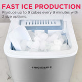 Frigidaire, 26 Lbs. Countertop Ice Maker, Bullet Shaped Ice, Silver