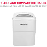 Frigidaire, 26 Lbs. Countertop Ice Maker, Bullet Shaped Ice, White