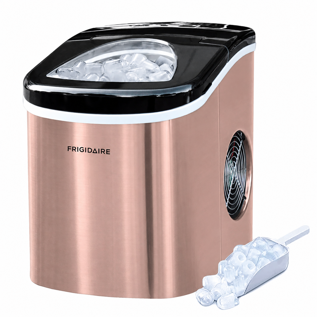 Frigidaire, 26 Lbs. Countertop Ice Maker, Bullet Shaped Ice, Copper Stainless Steel