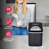 Frigidaire, 26 Lbs. Countertop Ice Maker, Bullet Shaped Ice, Black Stainless Steel