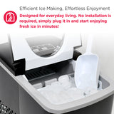 Frigidaire, 26 Lbs. Countertop Ice Maker, Bullet Shaped Ice, Black Stainless Steel