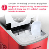 Frigidaire, 26 Lbs. Countertop Ice Maker, Bullet Shaped Ice, Red Stainless Steel