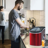 Frigidaire, 26 Lbs. Countertop Ice Maker, Bullet Shaped Ice, Red Stainless Steel