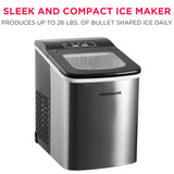Frigidaire, 26 Lbs. Countertop Ice Maker, Bullet Shaped Ice, Stainless Steel