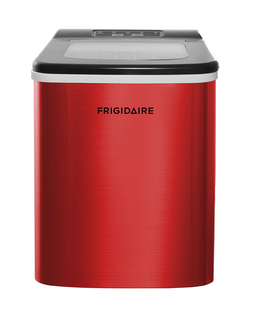 Frigidaire, 26 Lbs. Countertop Ice Maker, Bullet Shaped Ice, Red Stainless Steel
