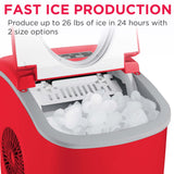 Frigidaire, 26 Lbs. Countertop Ice Maker, Bullet Shaped Ice, RED