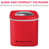 Frigidaire, 26 Lbs. Countertop Ice Maker, Bullet Shaped Ice, RED