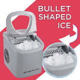 Frigidaire, 26 Lbs. Countertop Ice Maker, Bullet Shaped Ice, Silver