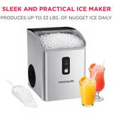 Frigidaire, 33 Lbs. Countertop Ice Maker, Nugget Shaped Ice, Self-Cleaning, Stainless Steel