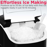 Frigidaire, 33 lbs. Ice Maker, Nugget Shaped Ice, Black