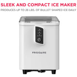 Frigidaire, 26 Lbs. Countertop Ice Maker, Bullet Shaped Ice, White