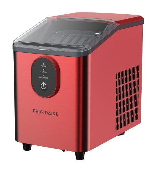 Frigidaire, 26 Lbs. Countertop Ice Maker, Bullet Shaped Ice, Red Stainless Steel