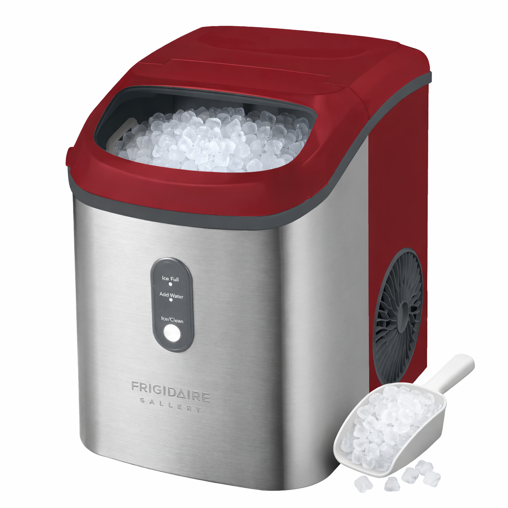 Frigidaire, 33 Lbs. Countertop Ice Maker, Nugget Shaped Ice,  Red Stainless Steel