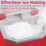 Frigidaire, 33 lbs. Ice Maker, Nugget Shaped Ice, Red