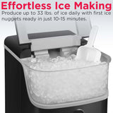 Frigidaire, 33 Lbs. Countertop Ice Maker, Nugget Shaped Ice, Black Stainless Steel