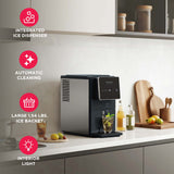 Frigidaire Gallery, 33 Lbs. Countertop Touchscreen Ice Maker, Nugget Shaped Ice, Integrated Ice Dispenser, Black