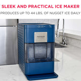 Frigidaire Gallery, 44 Lbs. Countertop Touchscreen Ice Maker, Stainless Steel Accents, Nugget Shaped Ice, Navy
