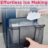 Frigidaire Gallery, 44 Lbs. Countertop Touchscreen Ice Maker, Stainless Steel Accents, Nugget Shaped Ice, Navy