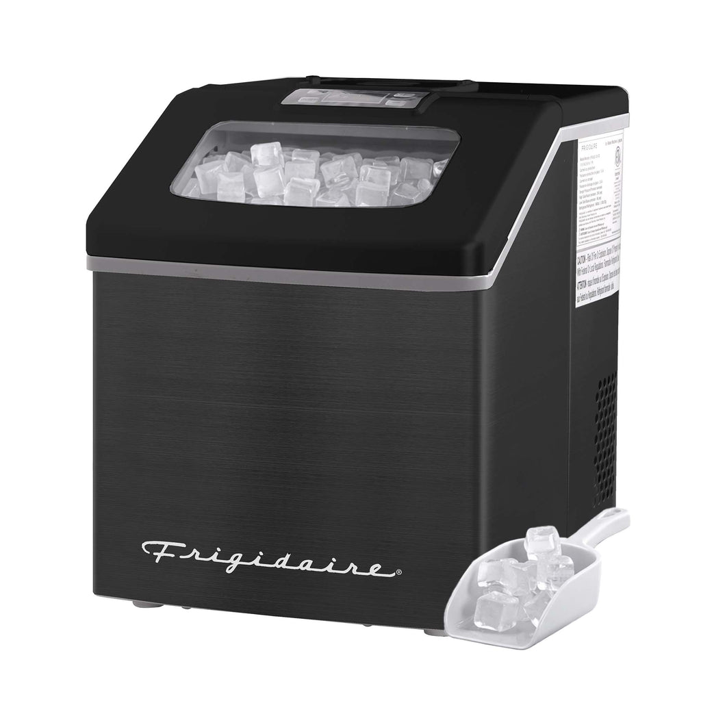Frigidaire, 40 Lbs. Countertop Ice Maker, Sqauer Clear Shaped Ice, Black Stainless Steel