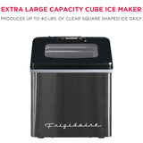 Frigidaire, 40 Lbs. Countertop Ice Maker, Sqauer Clear Shaped Ice, Black Stainless Steel