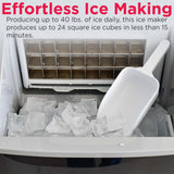 Frigidaire, 40 Lbs. Countertop Ice Maker, Sqauer Clear Shaped Ice, Black Stainless Steel