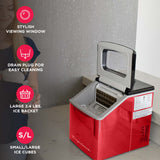 Frigidaire, 40 Lbs. Countertop Ice Maker, Sqauer Clear Shaped Ice, Red Stainless Steel