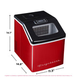 Frigidaire, 40 Lbs. Countertop Ice Maker, Sqauer Clear Shaped Ice, Red Stainless Steel