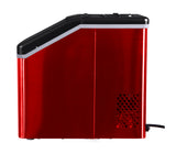 Frigidaire, 40 Lbs. Countertop Ice Maker, Sqauer Clear Shaped Ice, Red Stainless Steel