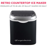 Frigidaire, 26 Lbs. Retro Countertop Ice Maker, Bullet Shaped Ice, Black