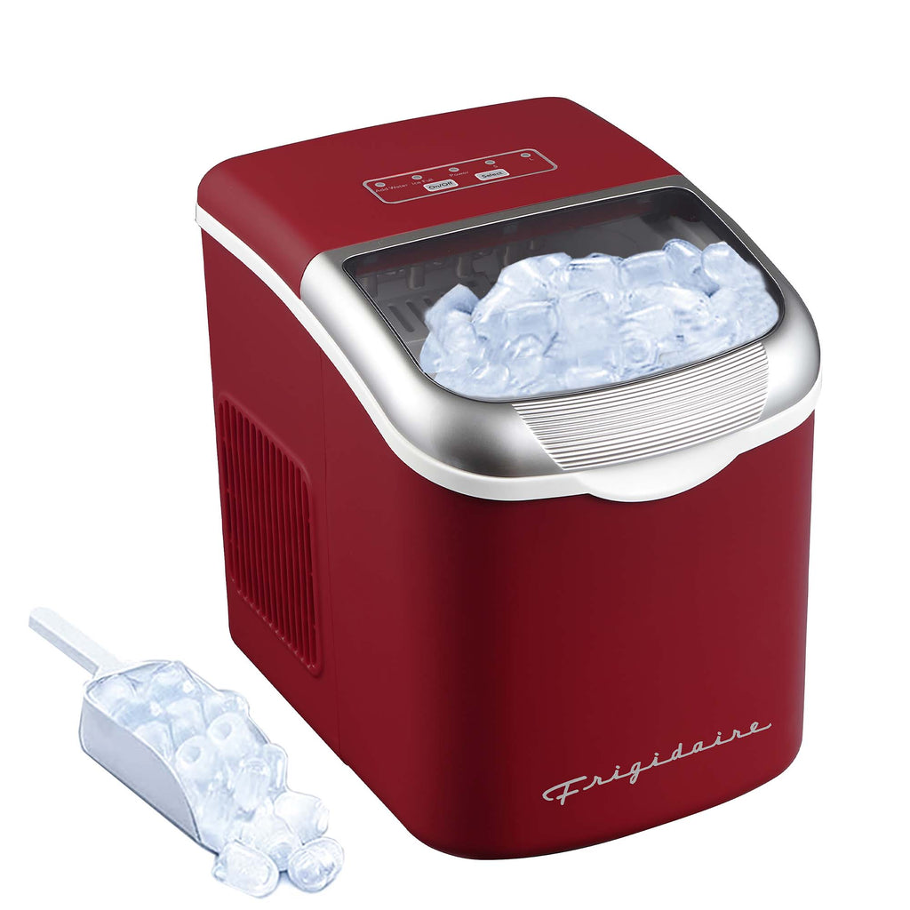 Frigidaire, 26 Lbs. Retro Countertop Ice Maker, Bullet Shaped Ice, Merlot