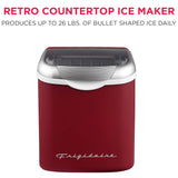 Frigidaire, 26 Lbs. Retro Countertop Ice Maker, Bullet Shaped Ice, Merlot