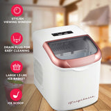 Frigidaire, 26 Lbs. Retro Countertop Ice Maker, Bullet Shaped Ice, White with Rose Gold
