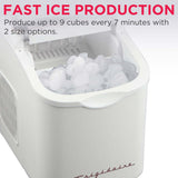 Frigidaire, 26 Lbs. Retro Countertop Ice Maker, Bullet Shaped Ice, White with Rose Gold