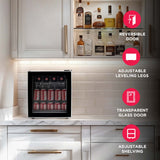 Frigidaire 1.6 Cu. Ft. Glass Door Compact Beverage Refrigerator, Black