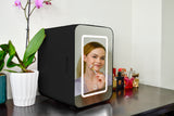 Frigidaire 15 Can/10 Liter Beauty Lighted Mirror Mini Personal Fridge Cooler, Black